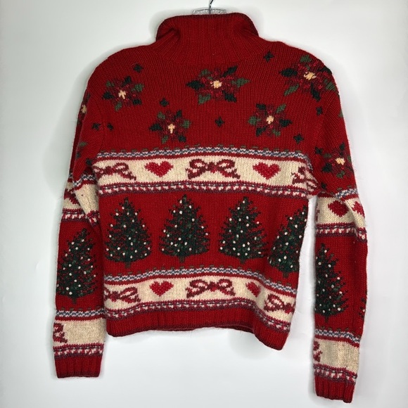 Vintage Christmas Tree Wool Cardigan Sweater Size XS - Picture 4 of 6